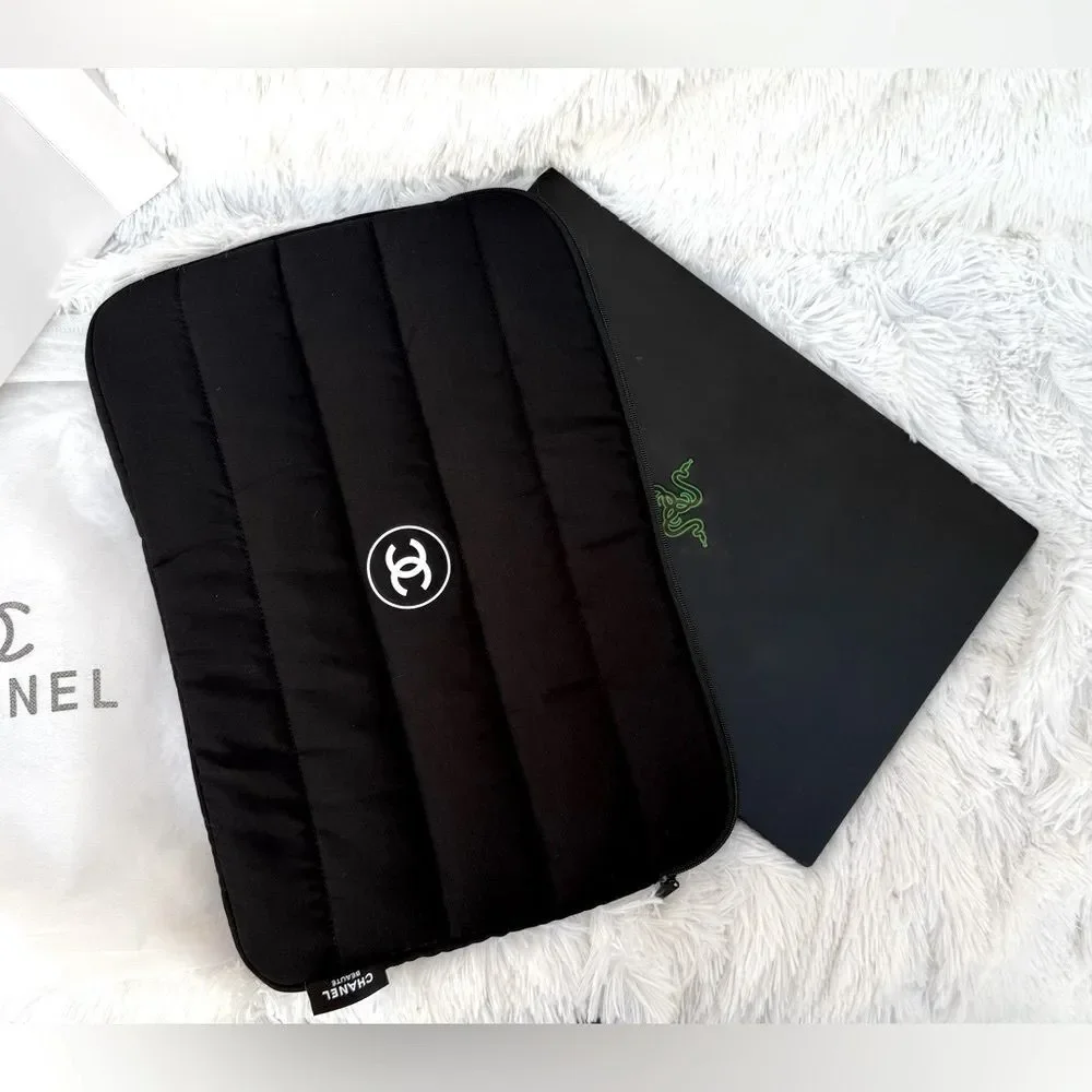 Chanel GWP Quilted Laptop Case Sleeve Black Pouch Clutch iPad Tablet Case